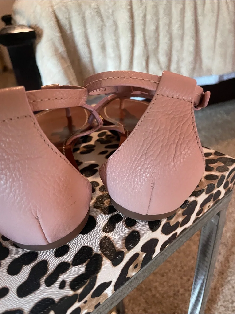 Tory Burch Blush Pink Leather Logo Thong Sandals